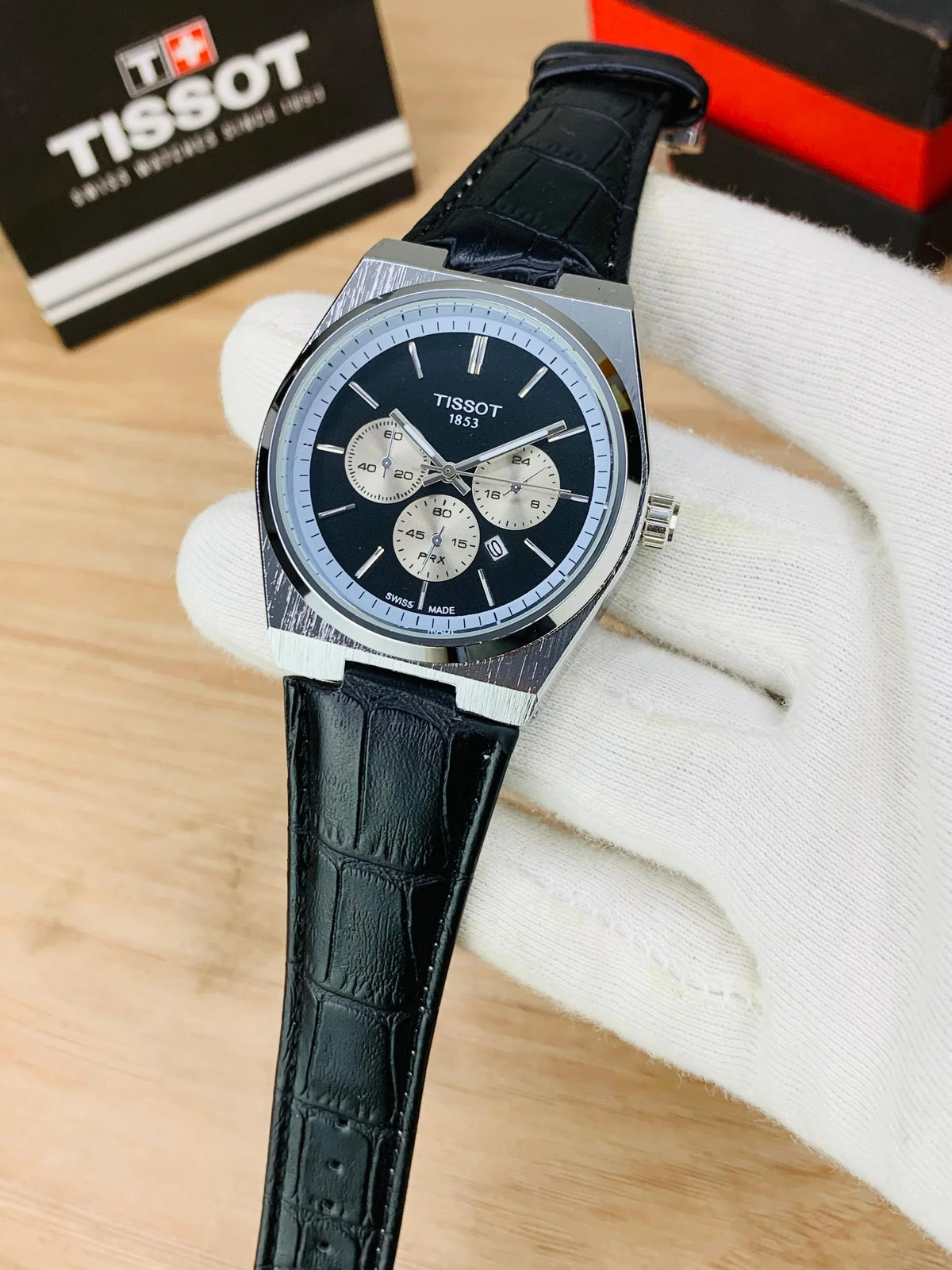 Tissot PRX Chronograph Style Watch - 4 Dail Variants Leather Strap Gift Box