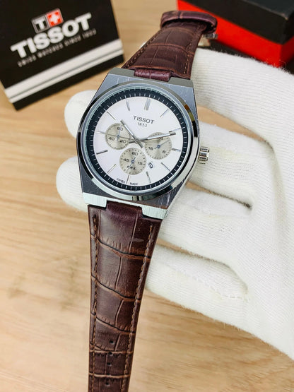 Tissot PRX Chronograph Style Watch - 4 Dail Variants Leather Strap Gift Box