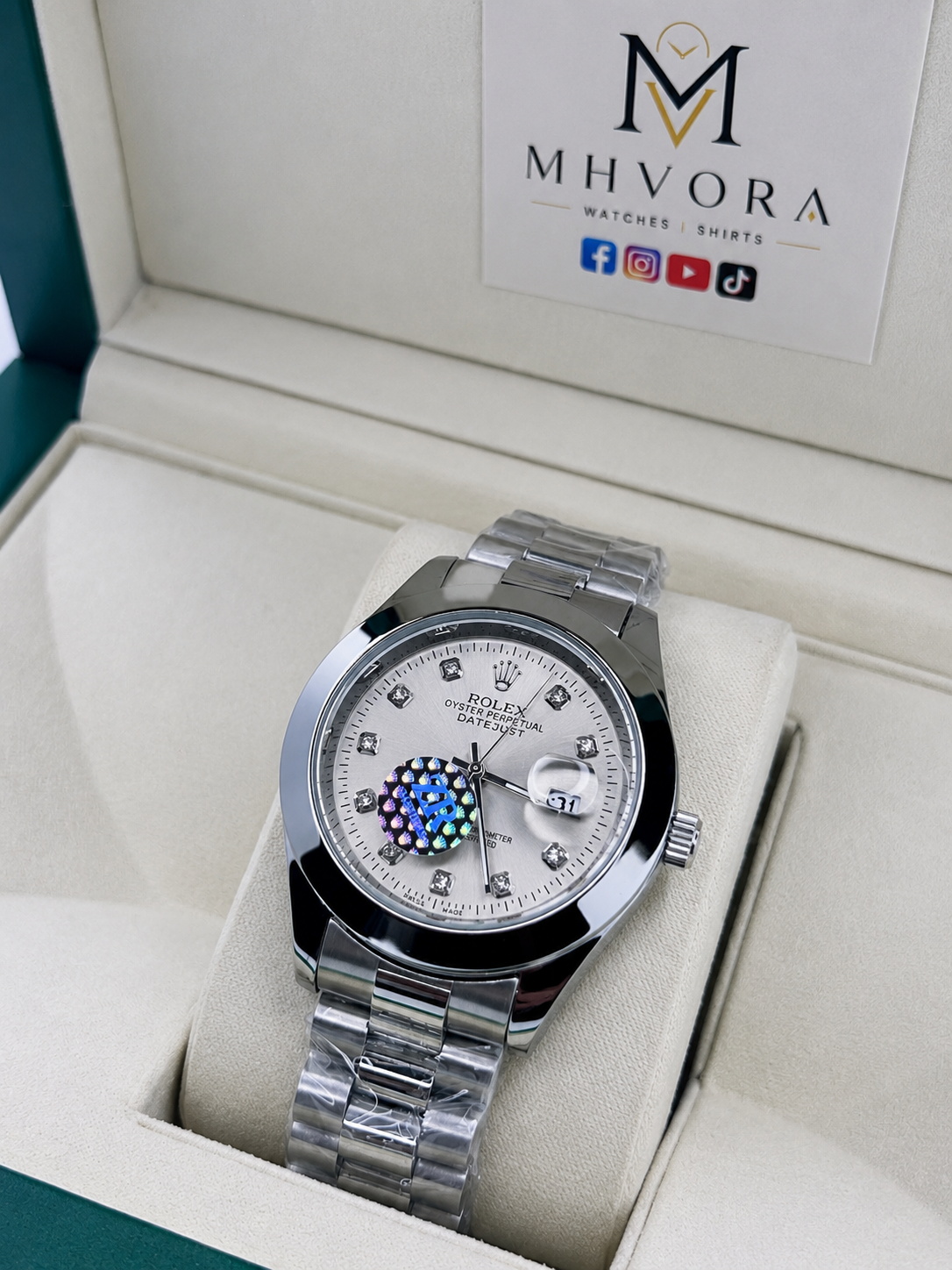 Rolex Datejust Semi-Automatic Diamond Dial Silver Oyster Watch