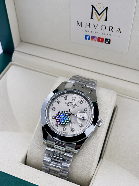 Rolex Datejust Semi-Automatic Diamond Dial Silver Oyster Watch